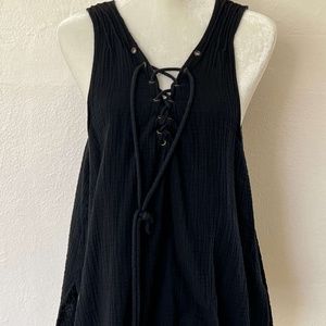 Breezy, Flared, Lace-Up Tank | Cotton Gauze | Tie Front